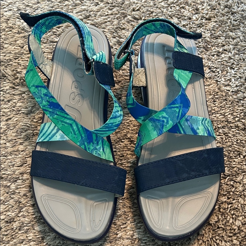 JSport by Jambu Teal & Navy Adjustable Strappy Sandals